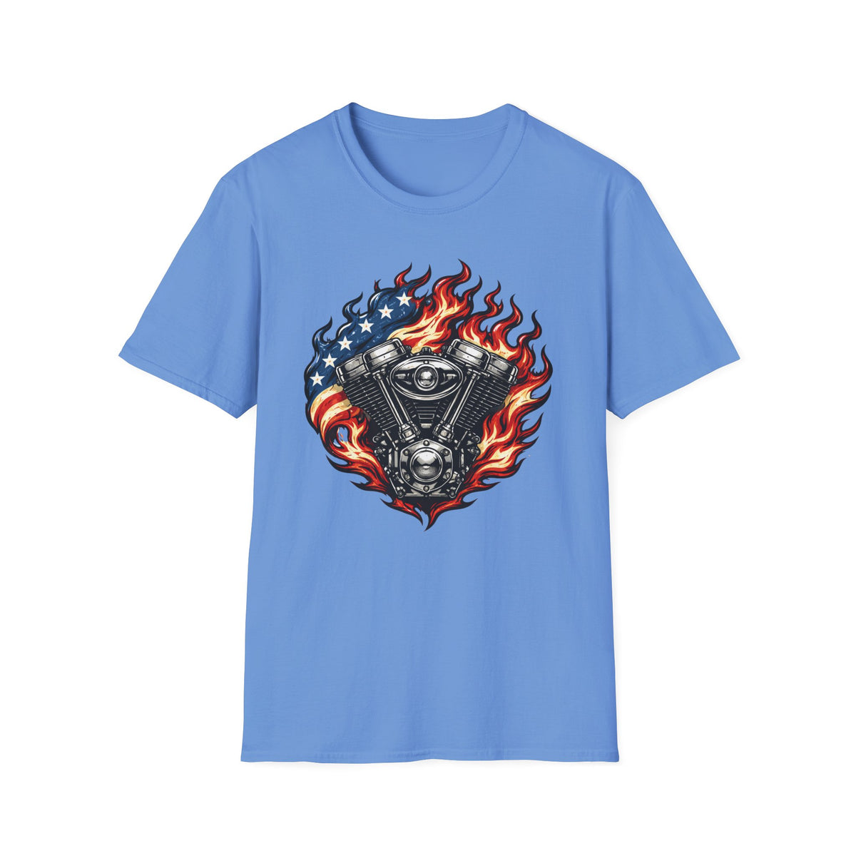 Flag and Flames V-Twin