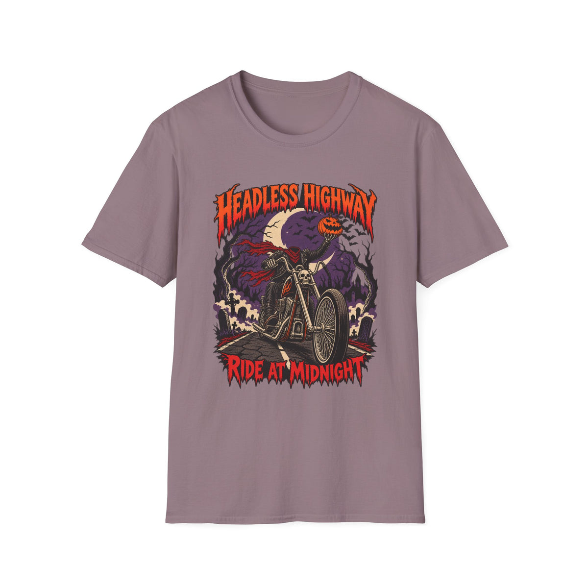 Headless Highway 'Ride at Midnight' Motorcycle Halloween T-Shirt