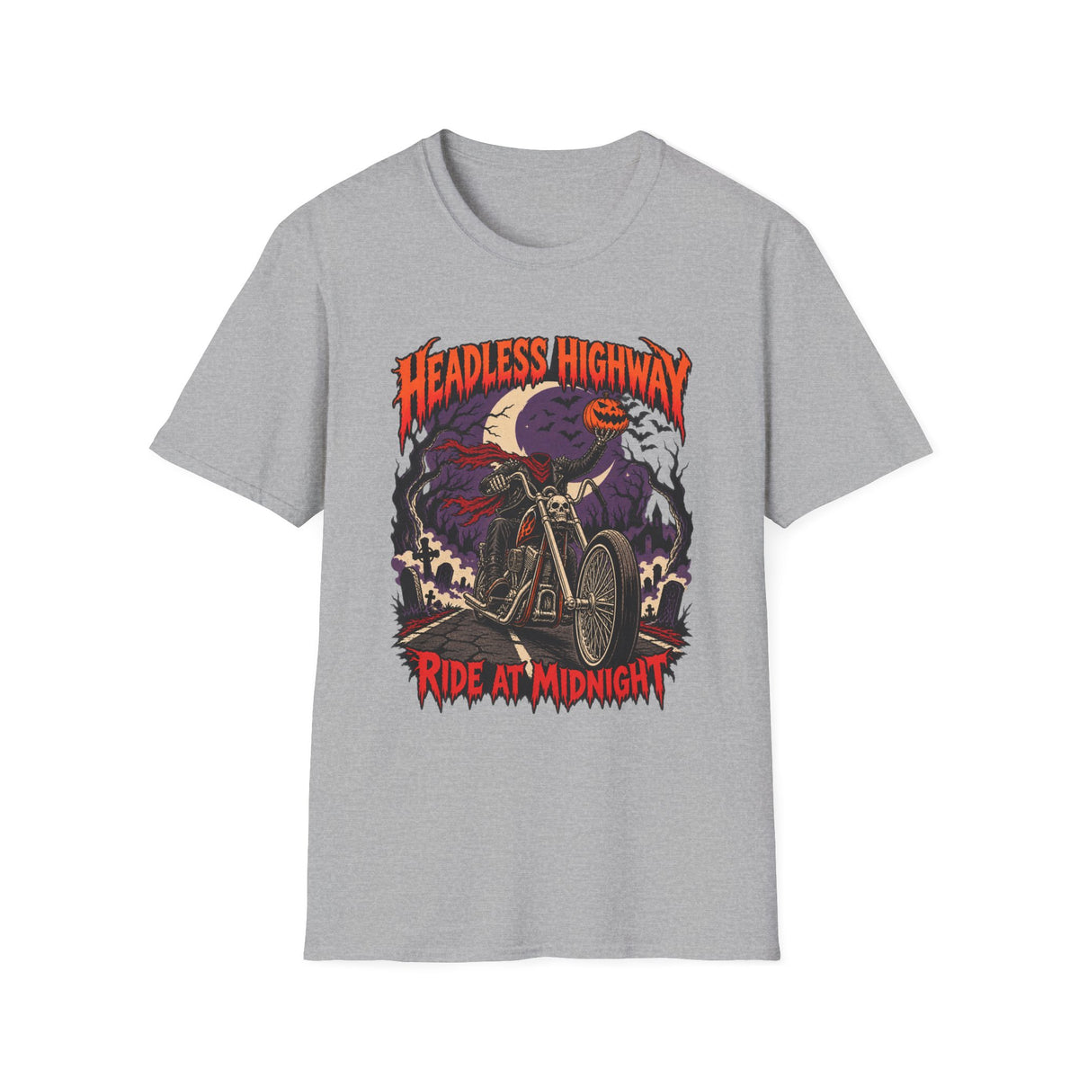 Headless Highway 'Ride at Midnight' Motorcycle Halloween T-Shirt