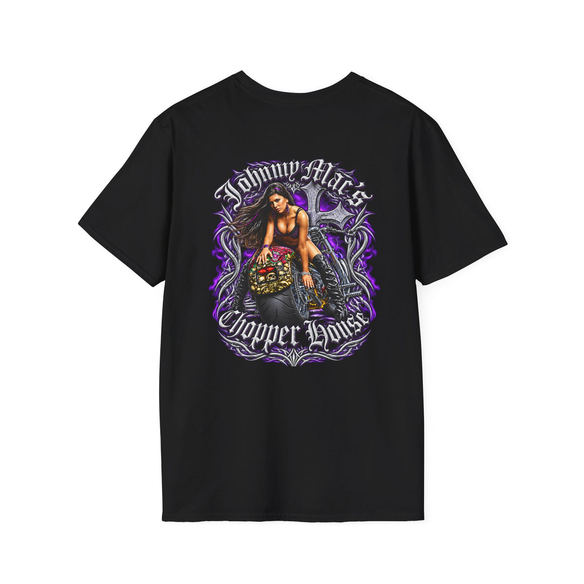 Chicano Lowrider Pinup T-Shirt — Purple Gothic Car Culture Tee