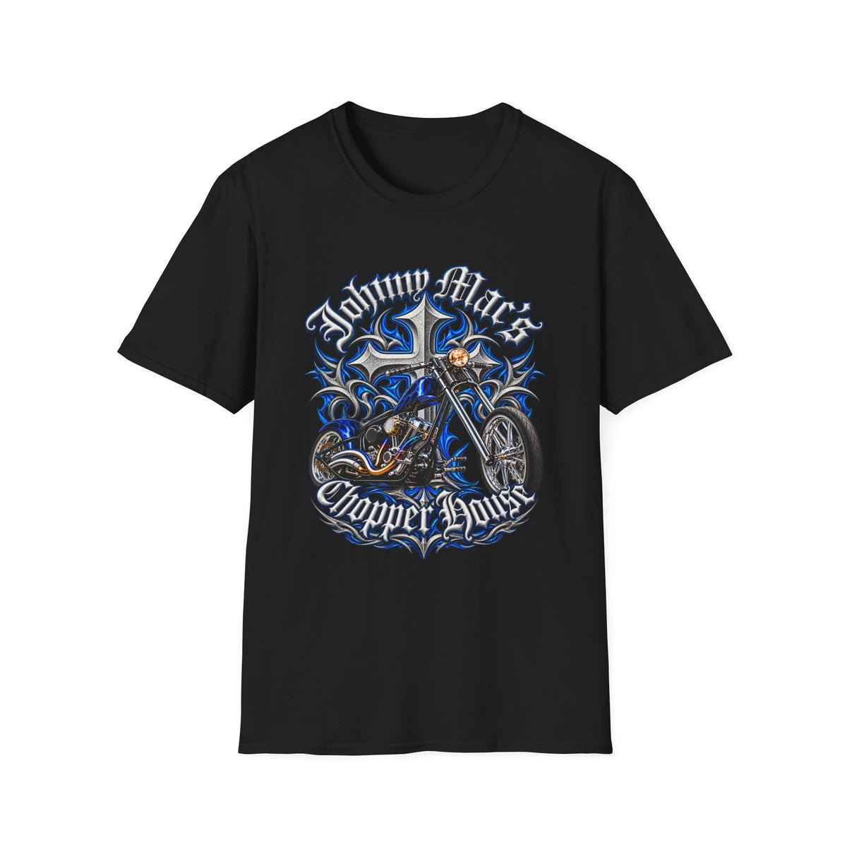 Motorcycle Chopper T-Shirt — "Johnny Mac Chopper Days" Retro Bike Tee