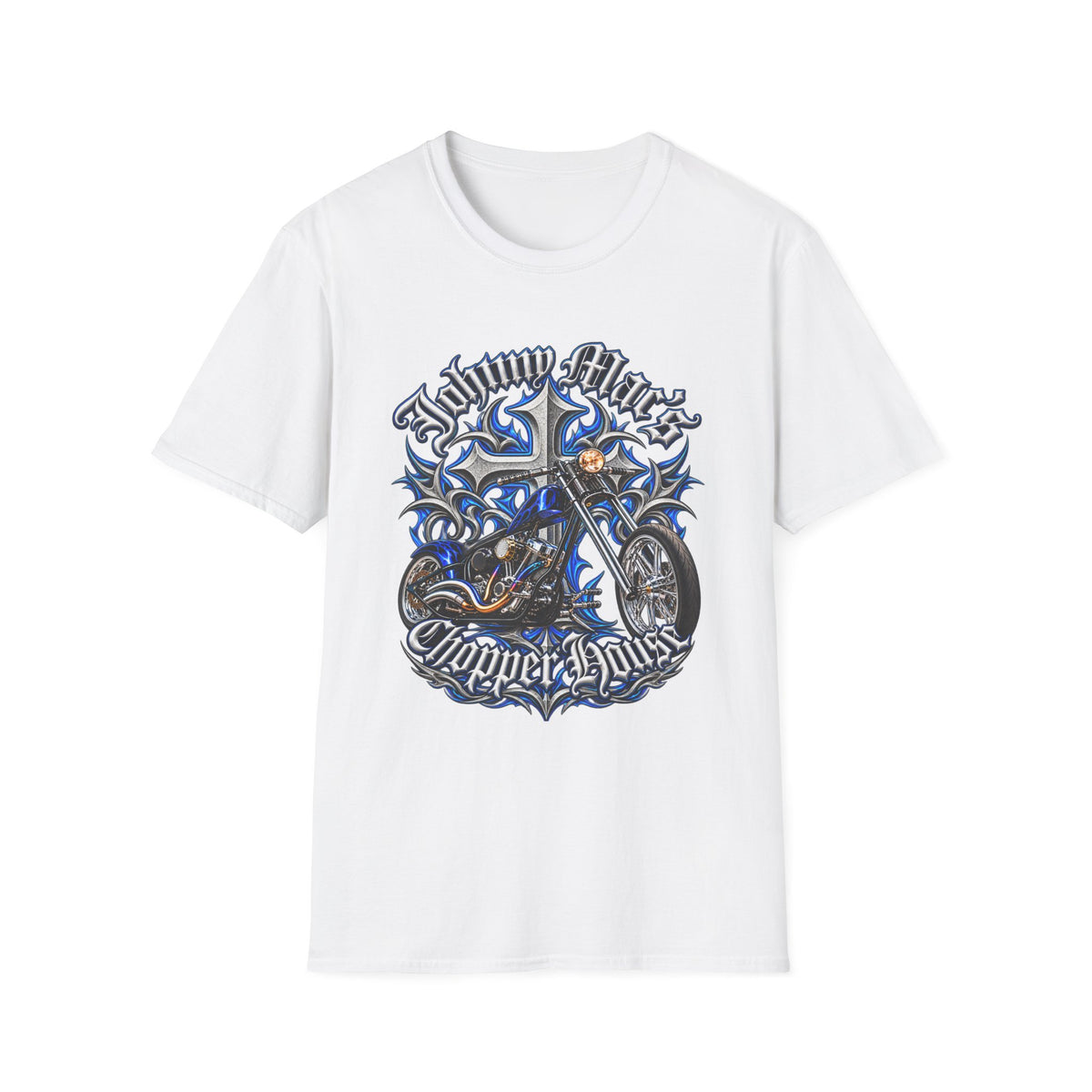 Motorcycle Chopper T-Shirt — "Johnny Mac Chopper Days" Retro Bike Tee