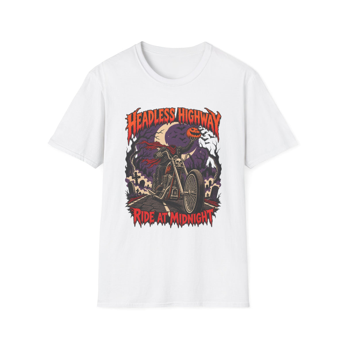 Headless Highway 'Ride at Midnight' Motorcycle Halloween T-Shirt