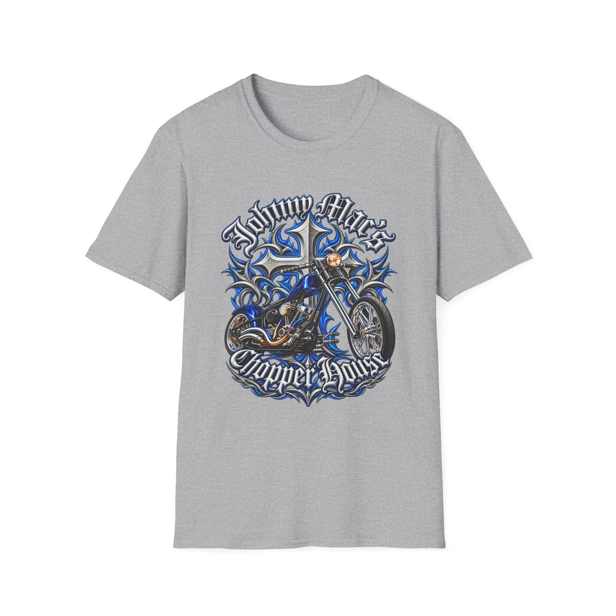 Motorcycle Chopper T-Shirt — "Johnny Mac Chopper Days" Retro Bike Tee