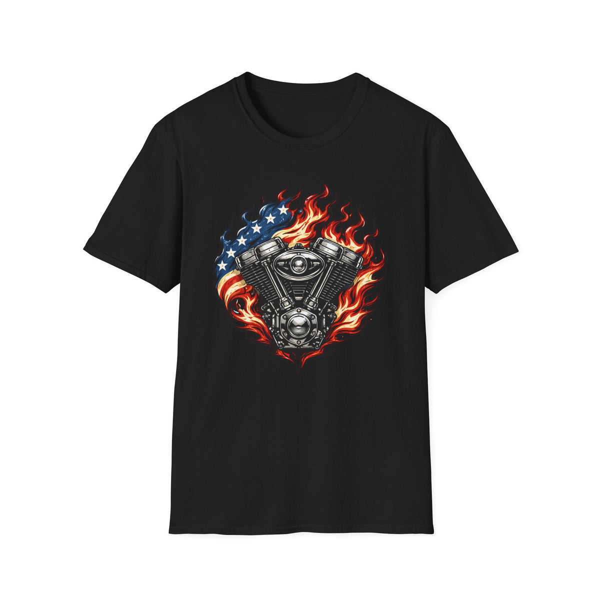 Flag and Flames V-Twin