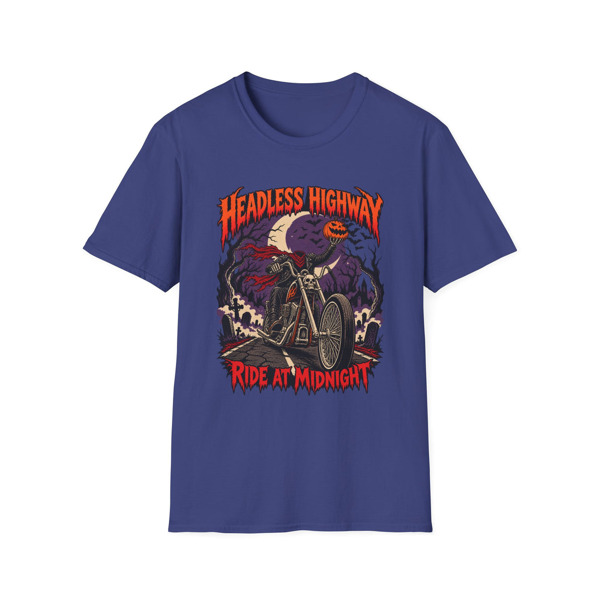 Headless Highway 'Ride at Midnight' Motorcycle Halloween T-Shirt