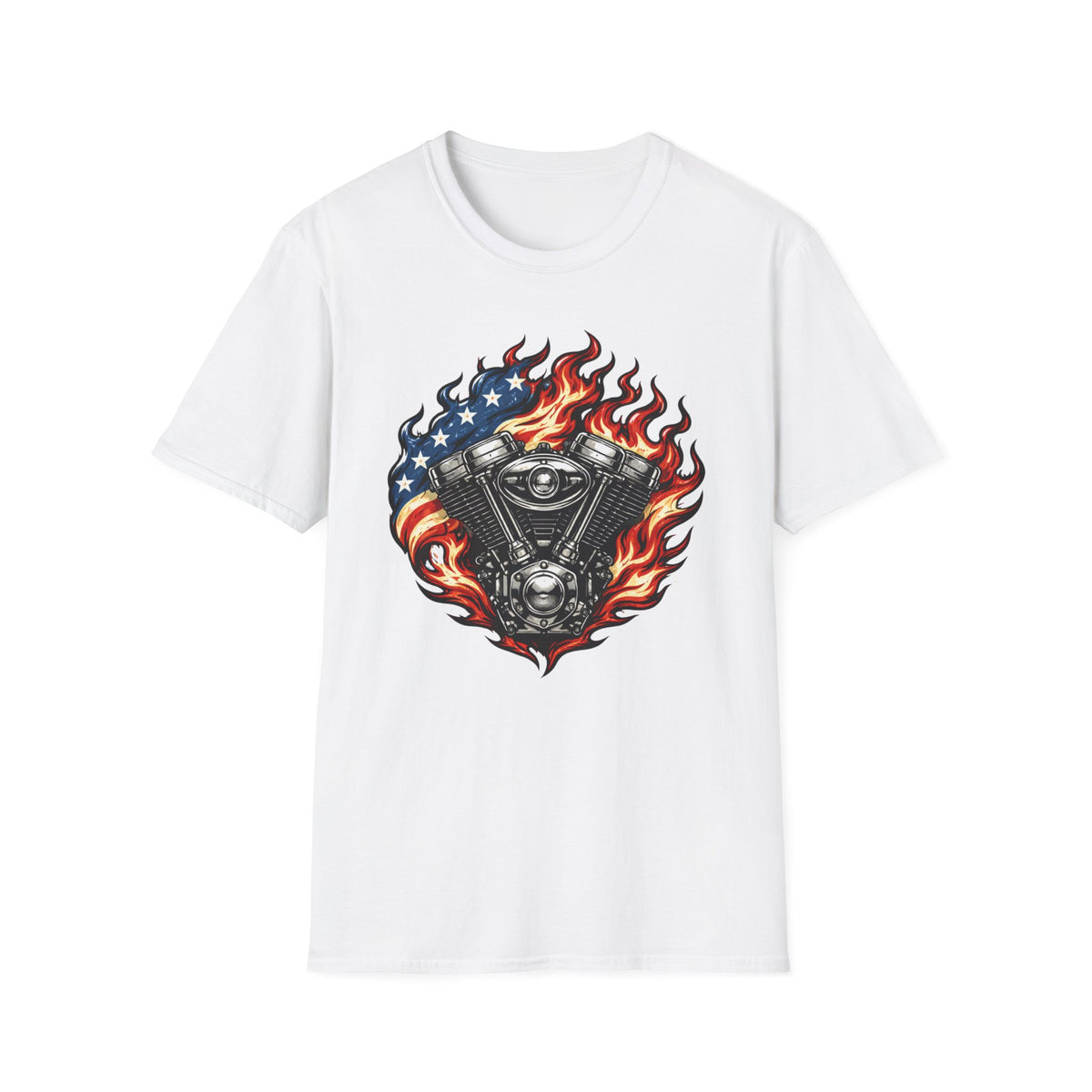Flag and Flames V-Twin
