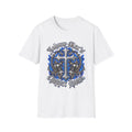Power Cross T-Shirt — Blue Flame Cross Graphic Tee