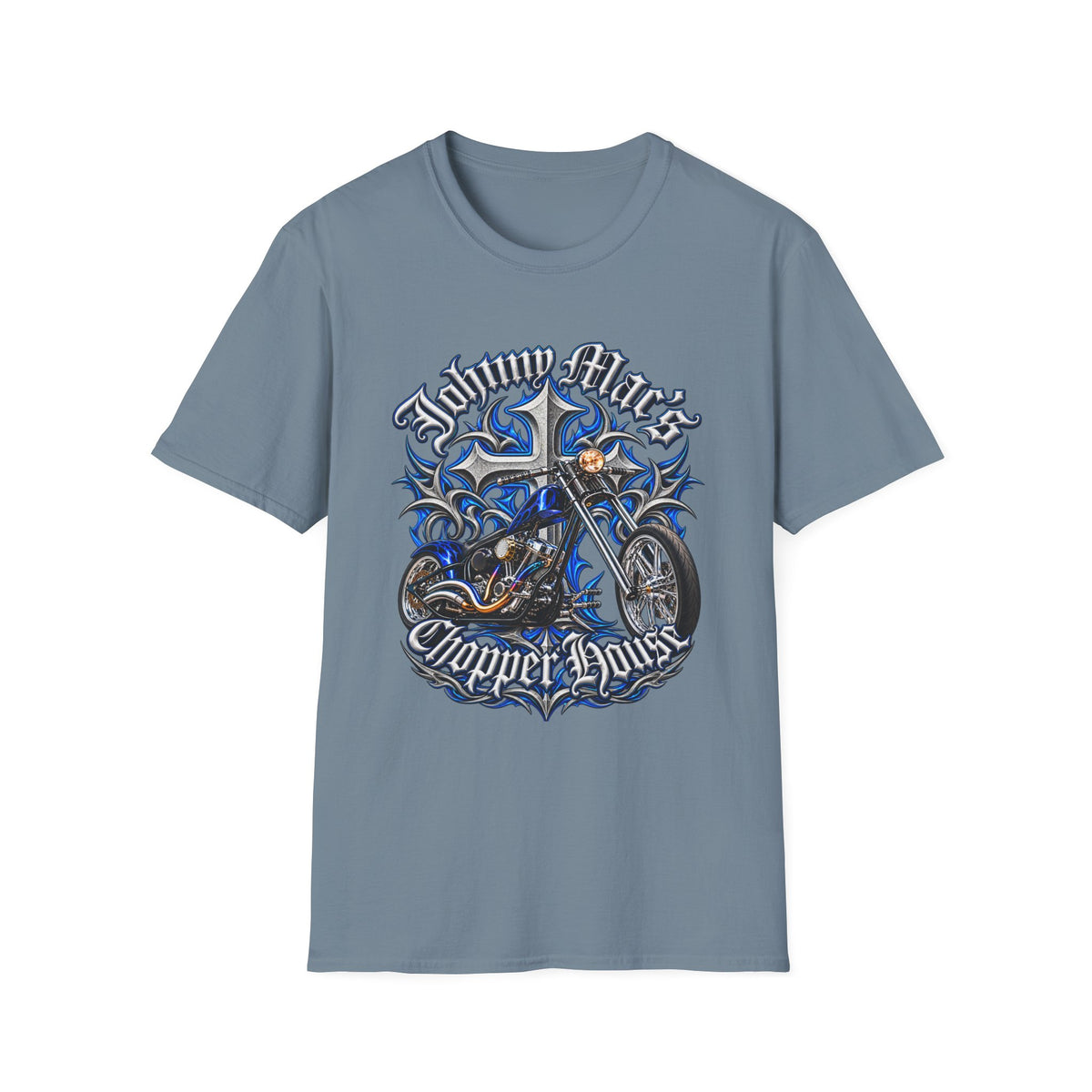 Motorcycle Chopper T-Shirt — "Johnny Mac Chopper Days" Retro Bike Tee
