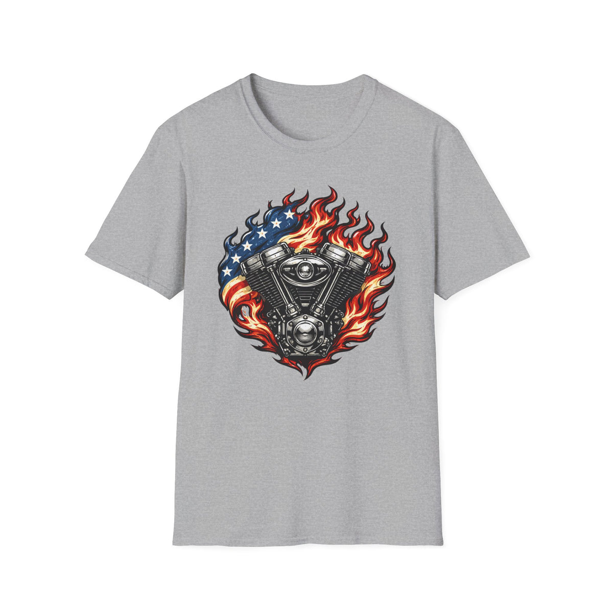 Flag and Flames V-Twin